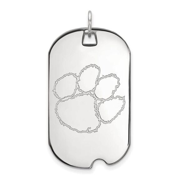 Sterling Silver Clemson U Large Dog Tag Pendant